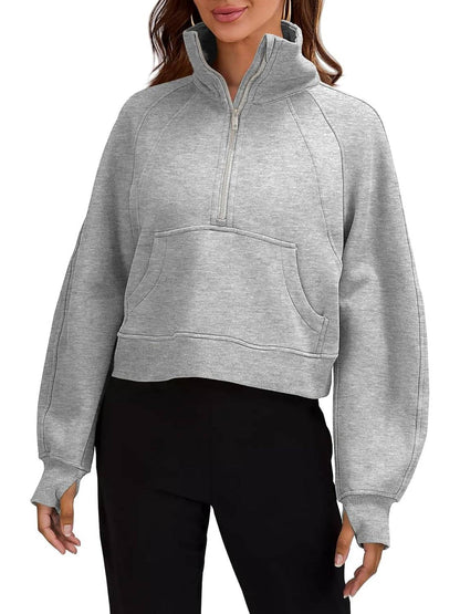 Aurora™ – Naisten puolivetoketjullinen cropped collegepaita
