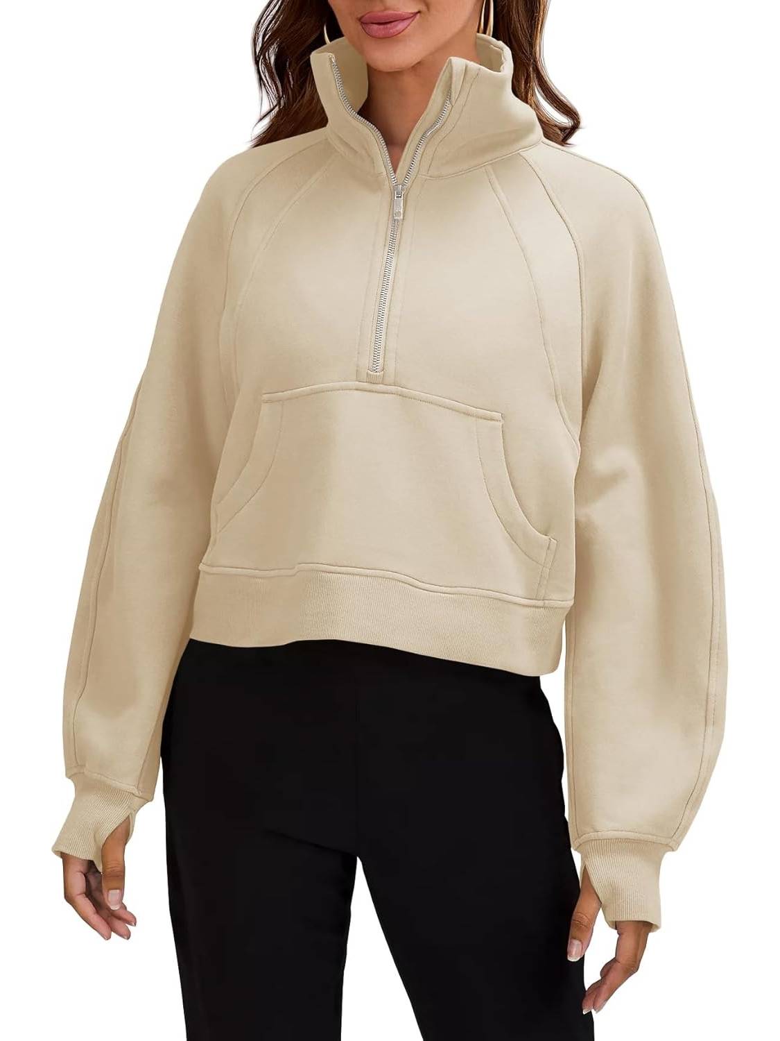 Aurora™ – Naisten puolivetoketjullinen cropped collegepaita