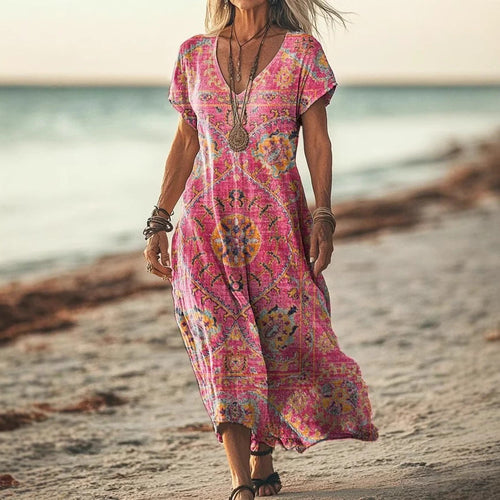 Petra™ – Batikkikuvioinen lepakkohihainen mekko