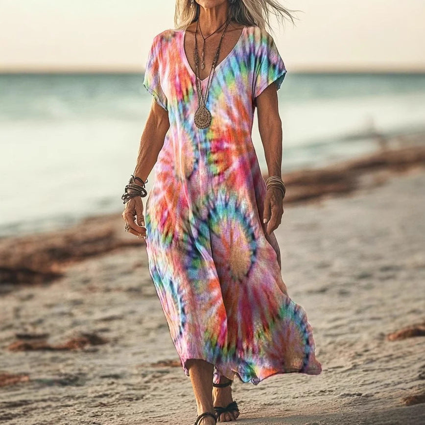 Petra™ – Batikkikuvioinen lepakkohihainen mekko