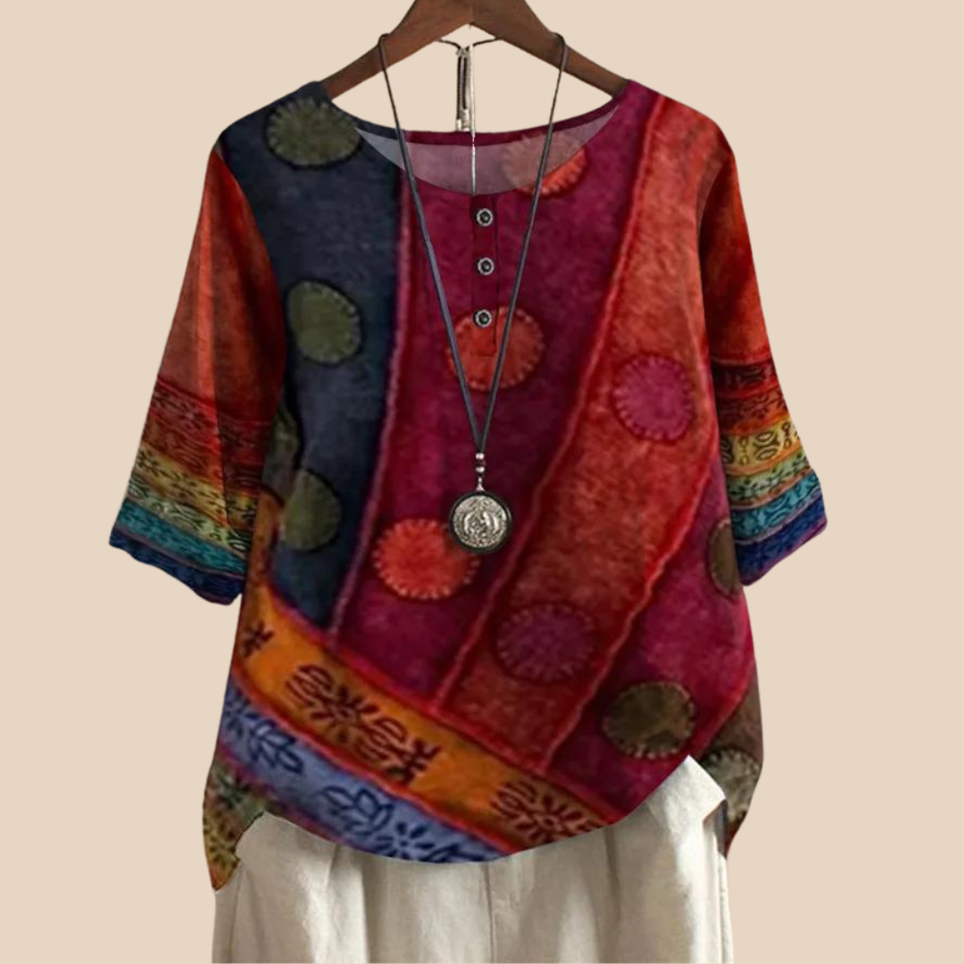 Valarie™ – Vintage-värikäs Boheemi T-paita