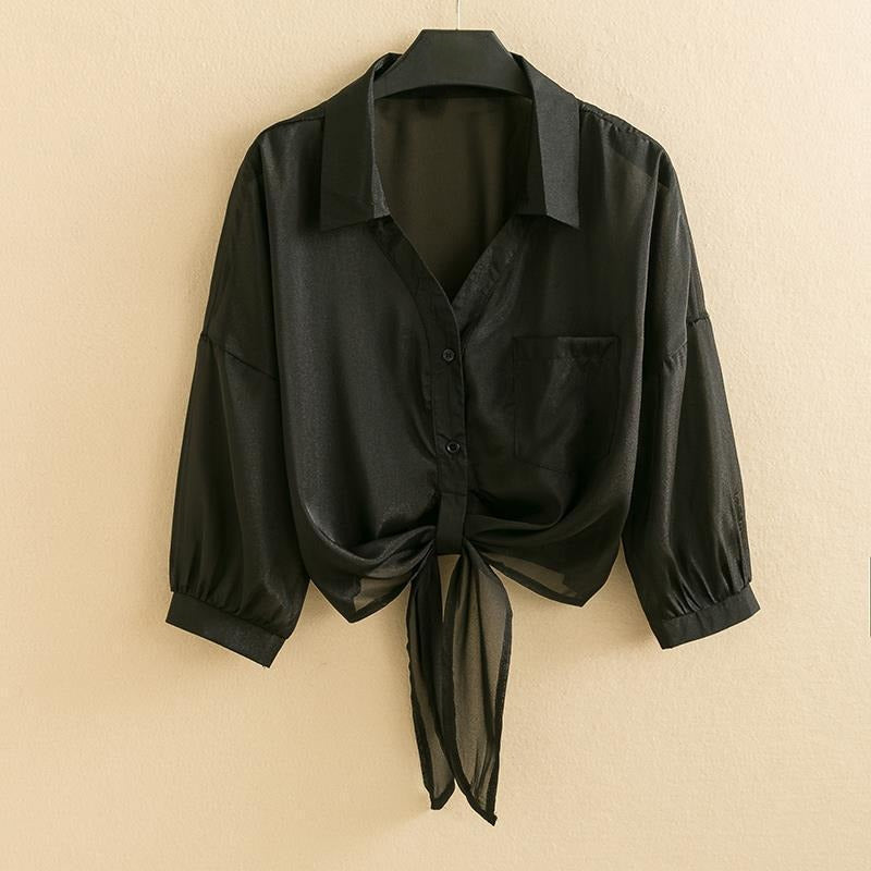 Valora™ – Elegantti nauhakiinnitteinen läpikuultava pusero