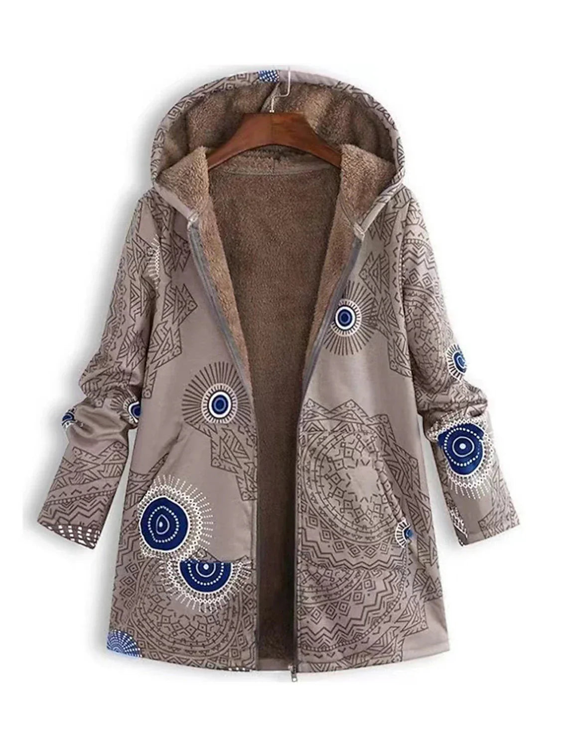 Amara™ – Vintage-kuosinen huppullinen talvitakki