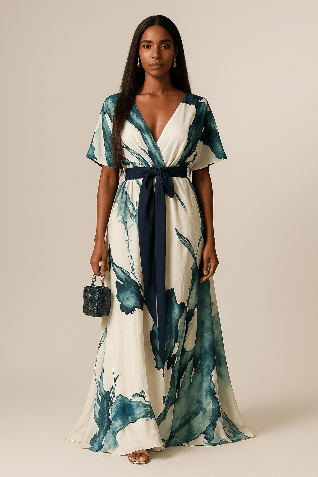 Nayla™ - Elegantti Vesivärikuvioitu Kietaisumekko