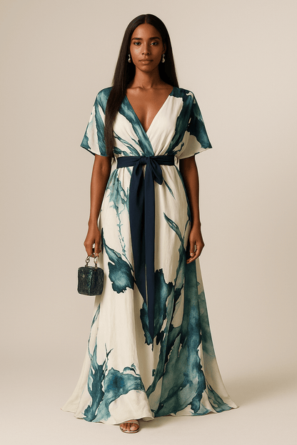 Nayla™ - Elegantti Vesivärikuvioitu Kietaisumekko