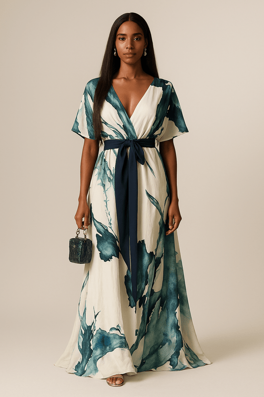 Nayla™ - Elegantti Vesivärikuvioitu Kietaisumekko
