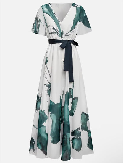 Nayla™ - Elegantti Vesivärikuvioitu Kietaisumekko
