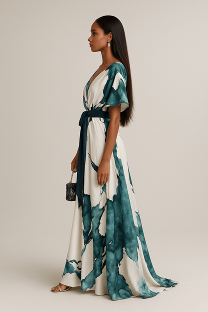 Nayla™ - Elegantti Vesivärikuvioitu Kietaisumekko