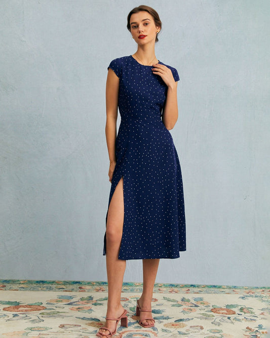 Evelyn™ – Naisten Pilkullinen Takaa Avoin Midi-mekko